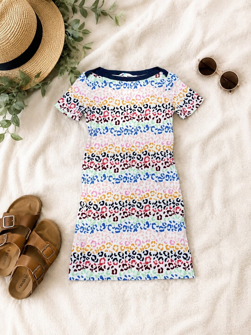 Boden Multicolor Leopard Print T-Shirt Dress – US 2R 100% Cotton